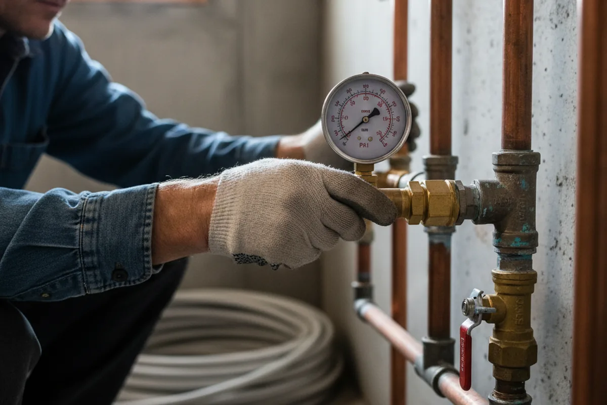 Pressure testing a repaired line during Water Line Repair in Sunburg